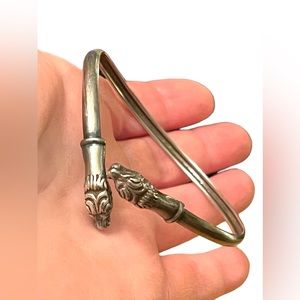 Stunning sterling silver 925 Serpent snake head vintage bangle bracelet